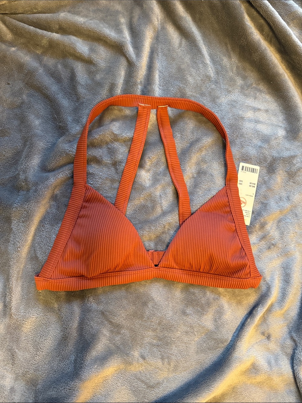 Urban Outfitters Ribbed Rust Orange Triangle Bikini Top